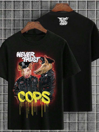 T-SHIRT NEVER TRUST COPS BILD